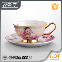 Nueva colección personalizada impresa taza de té al por mayor y platillo